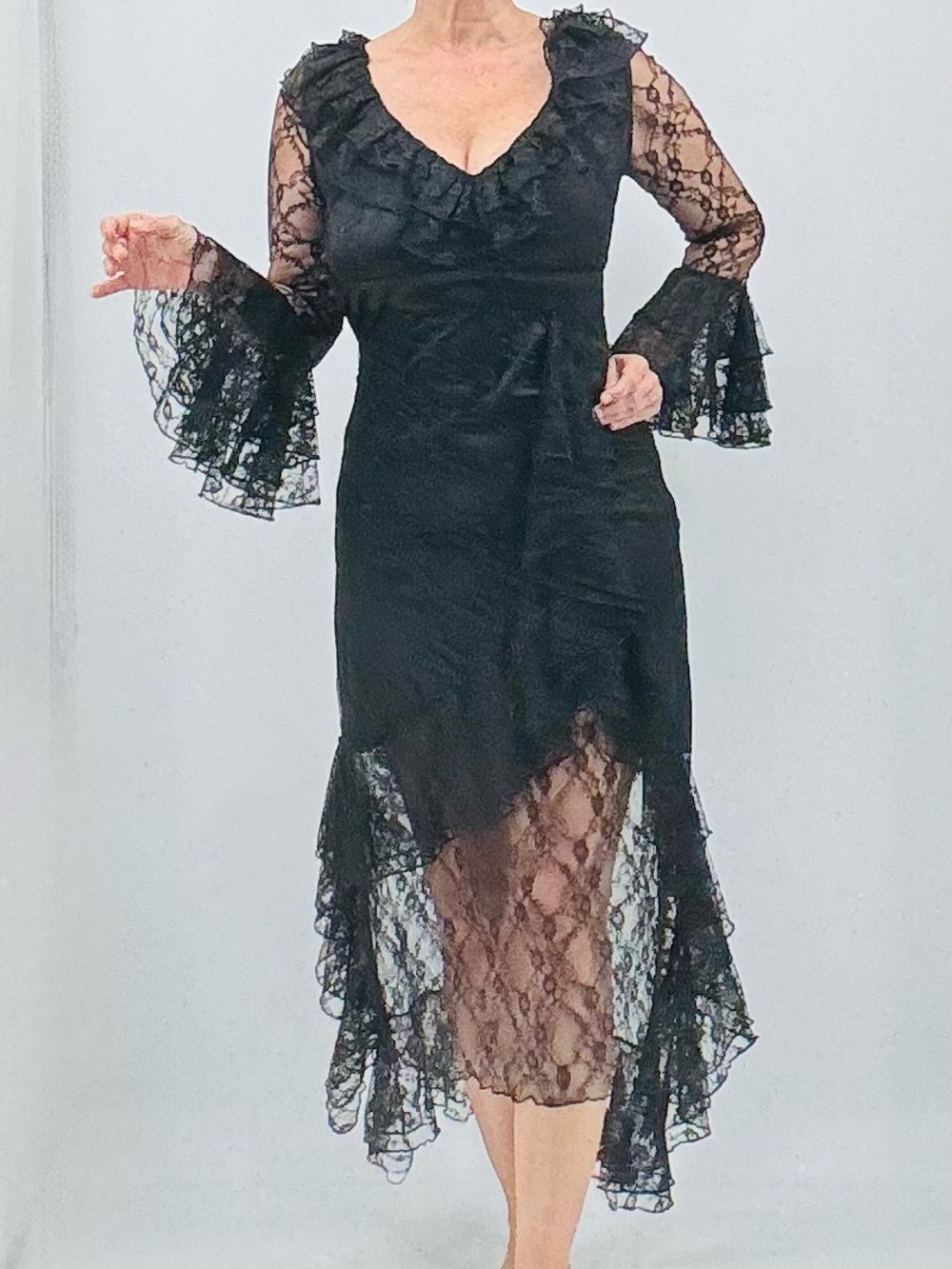 Comino Couture London Whimsigoth Fairy Goth Witchcore Lace Mesh Dress